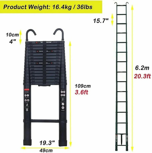 2m telescopic ladder - ✅, 6.2m