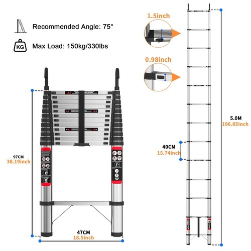 Telescopic ladder stainless - telescopic,